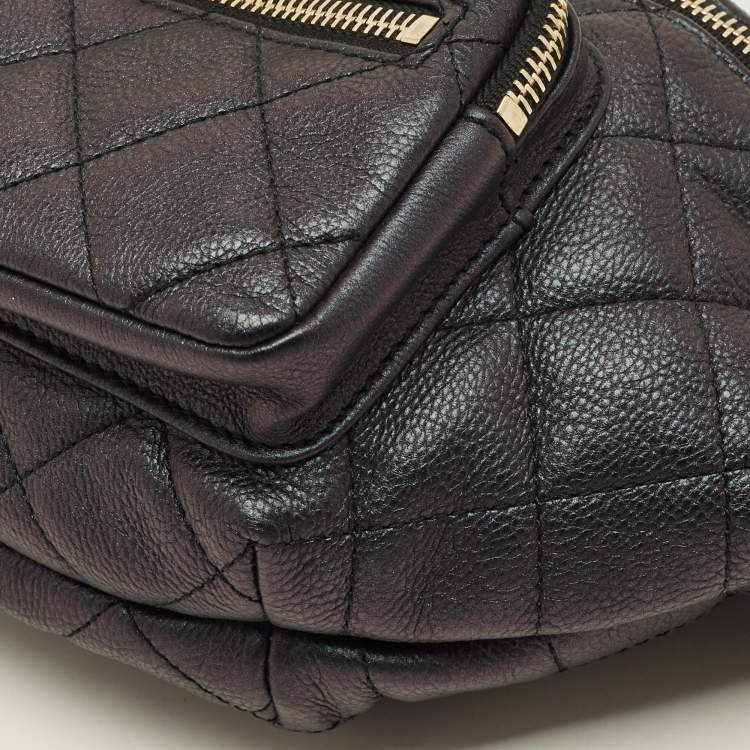 Pre Owned Chanel All About Waist Metallic Quilted Caviar Leather Belt Bag