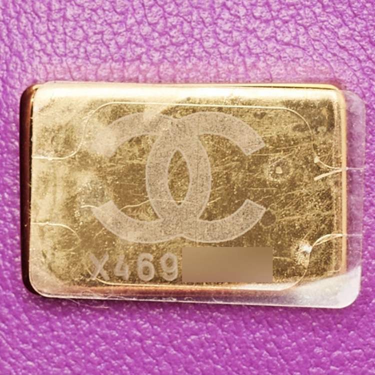 Pre Owned Chanel Classic Double Flap Medium Purple Quilted Caviar Leather Shoulder Bag