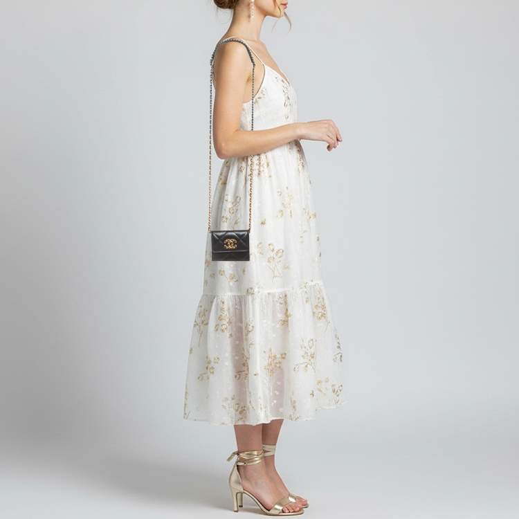 Pre Owned Chanel 19 Black Quilted Leather Wallet On Chain