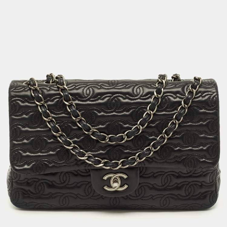 Pre Owned Chanel Jumbo Black CC Quilted Leather Flap Bag