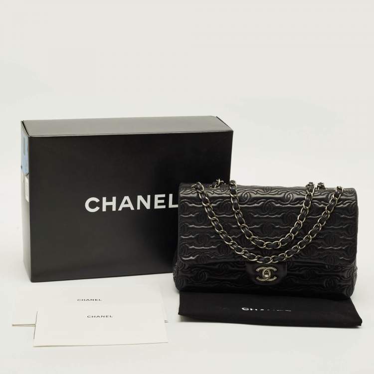 Pre Owned Chanel Jumbo Black CC Quilted Leather Flap Bag