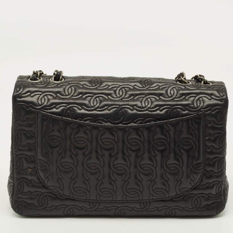 Pre Owned Chanel Jumbo Black CC Quilted Leather Flap Bag