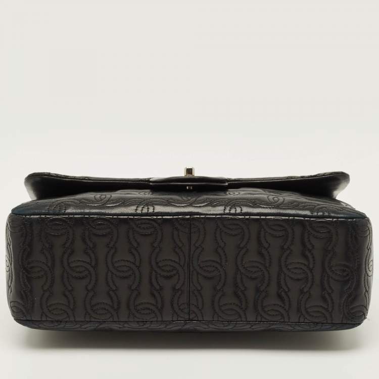 Pre Owned Chanel Jumbo Black CC Quilted Leather Flap Bag