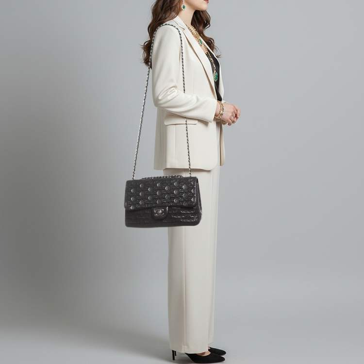 Pre Owned Chanel Jumbo Black CC Quilted Leather Flap Bag