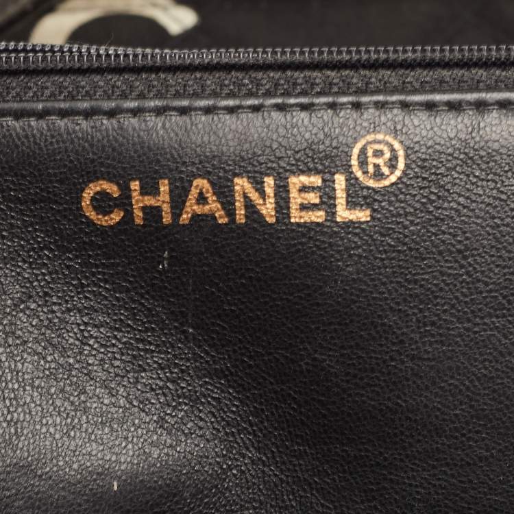 Pre Owned Chanel Large Black Canvas Coco Logo Vintage Bag