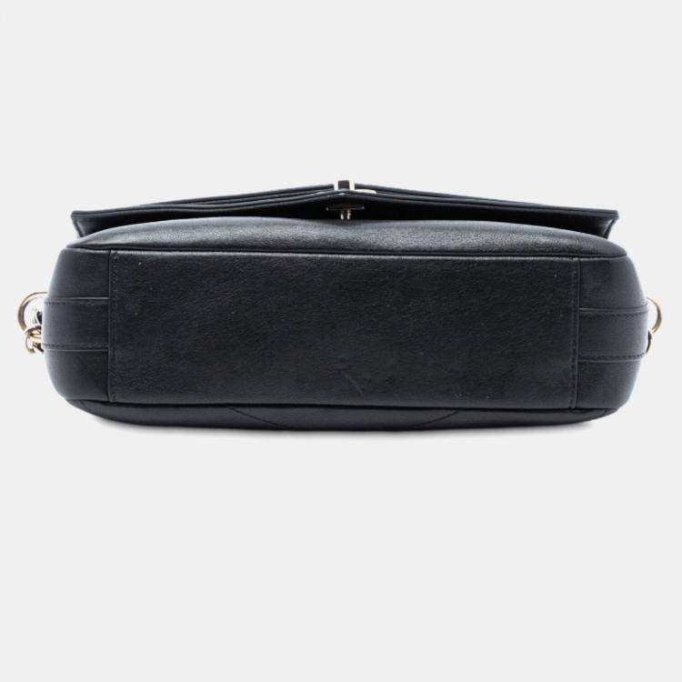 Pre Owned Chanel Black Mini Quilted Sheepskin Double Chevron Flap