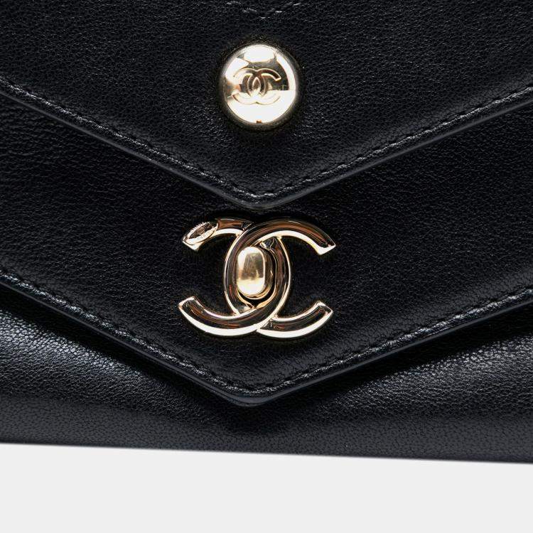 Pre Owned Chanel Black Mini Quilted Sheepskin Double Chevron Flap