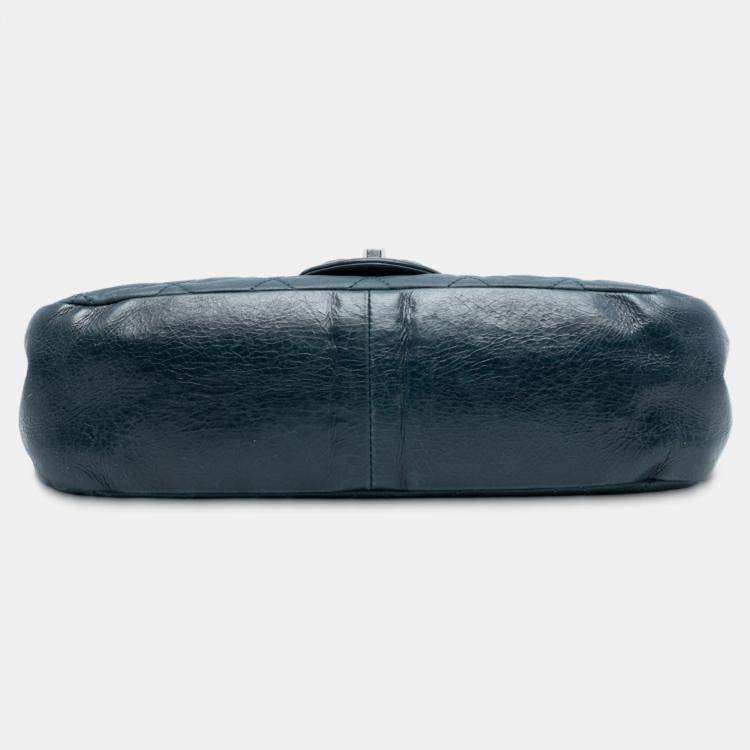 Pre Owned Chanel Blue Medium Iridescent Calfskin In The Mix Flap