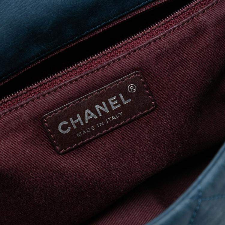 Pre Owned Chanel Blue Medium Iridescent Calfskin In The Mix Flap