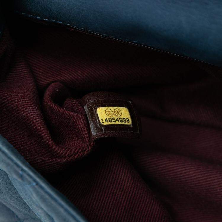 Pre Owned Chanel Blue Medium Iridescent Calfskin In The Mix Flap