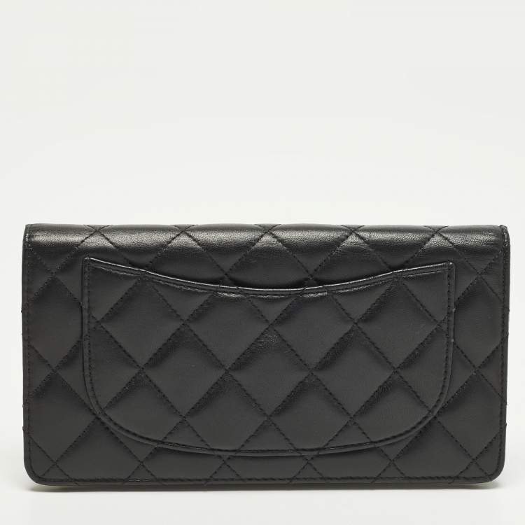 Pre Owned Chanel L Yen Black Quilted Leather Wallet
