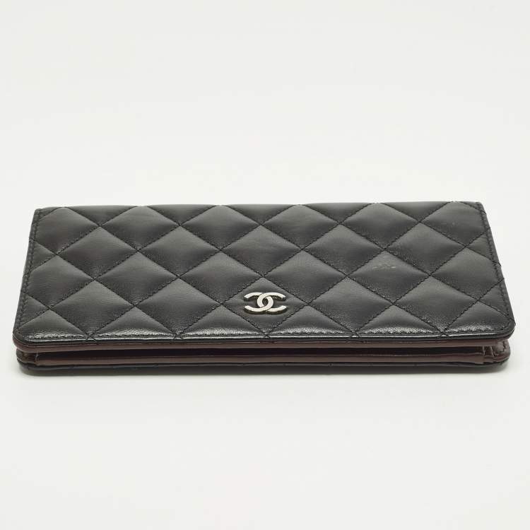 Pre Owned Chanel L Yen Black Quilted Leather Wallet