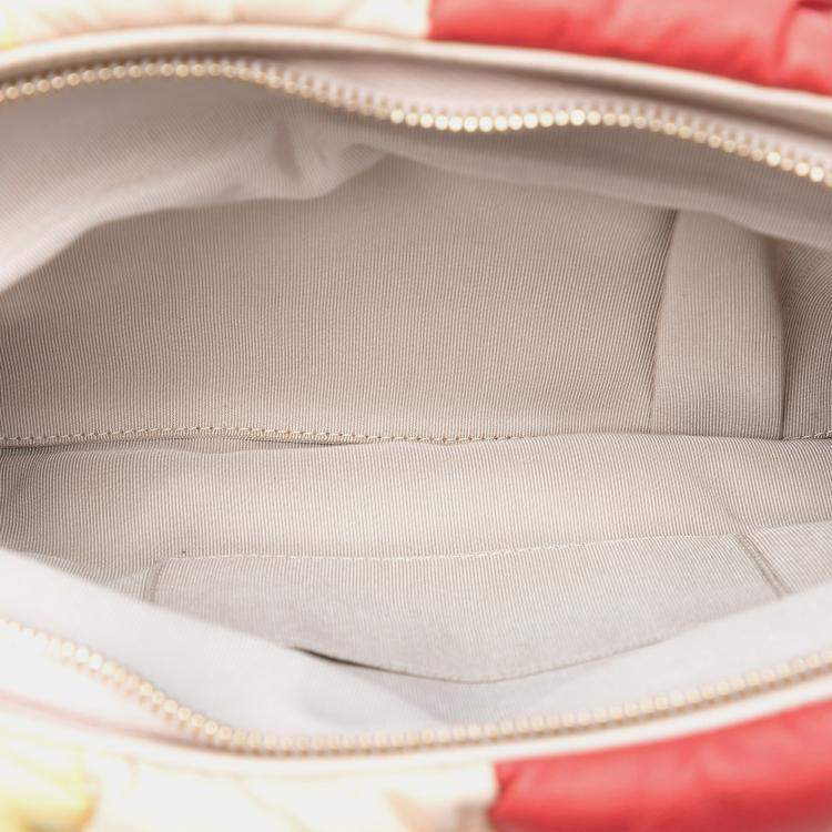 Pre Owned Chanel White CC Multicolore Padded Lambskin Faux Pearl Clutch