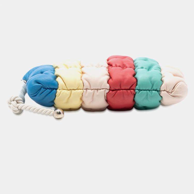 Pre Owned Chanel White CC Multicolore Padded Lambskin Faux Pearl Clutch