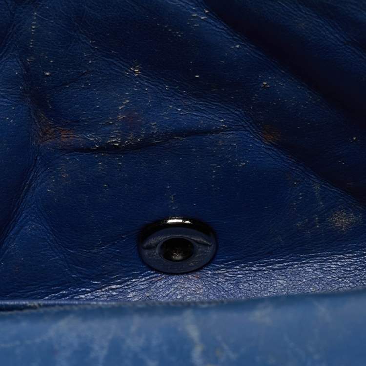 Pre Owned Chanel Square Classic Single Flap Mini Dark Teal Quilted Patent Leather Bag