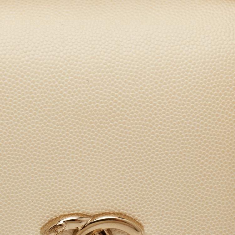 Pre Owned Chanel Business Affinity Small Cream Caviar Leather Flap Bag