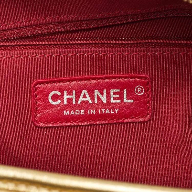 Pre Owned Chanel Gabrielle Large Metallic Gold Quilted Leather Shoulder Bag