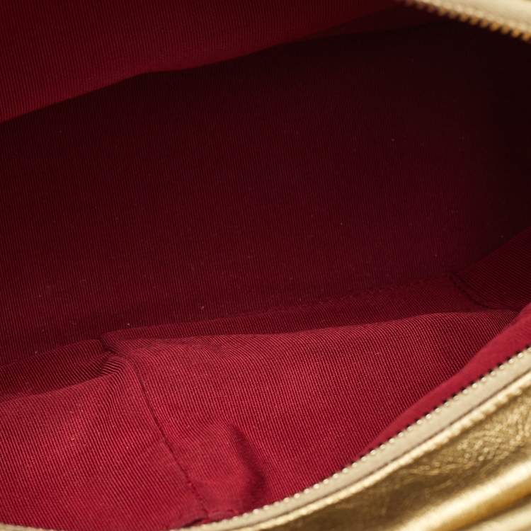 Pre Owned Chanel Gabrielle Large Metallic Gold Quilted Leather Shoulder Bag