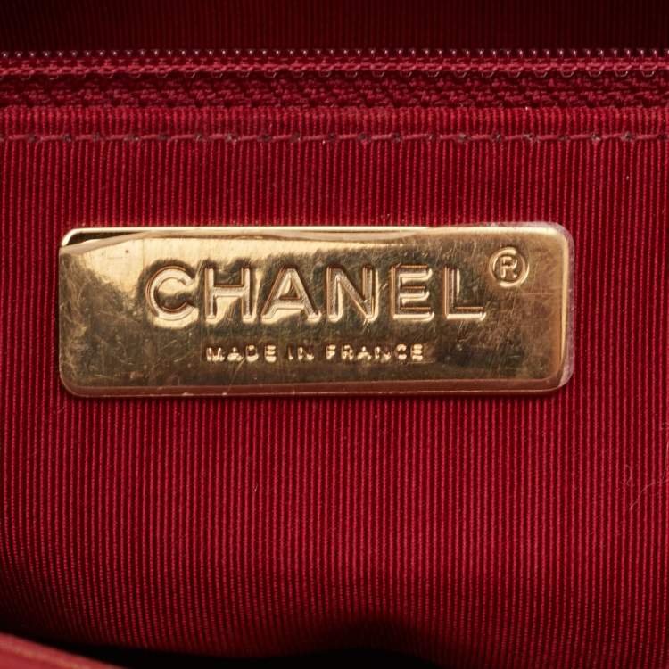 Pre Owned Chanel 19 Large Red Quilted Leather Flap Bag