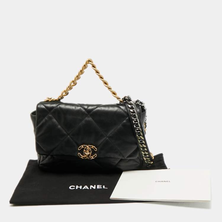 Pre Owned Chanel 19 Large Black Quilted Leather Flap Bag