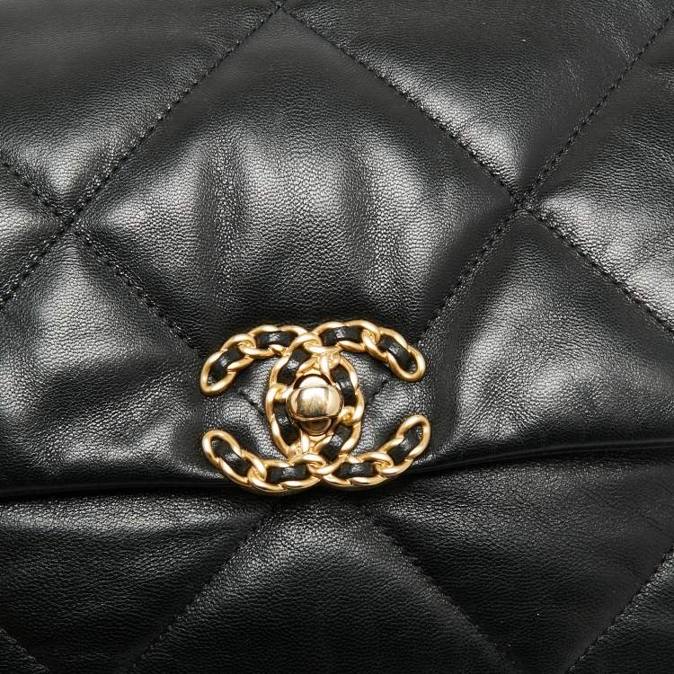 Pre Owned Chanel 19 Large Black Quilted Leather Flap Bag