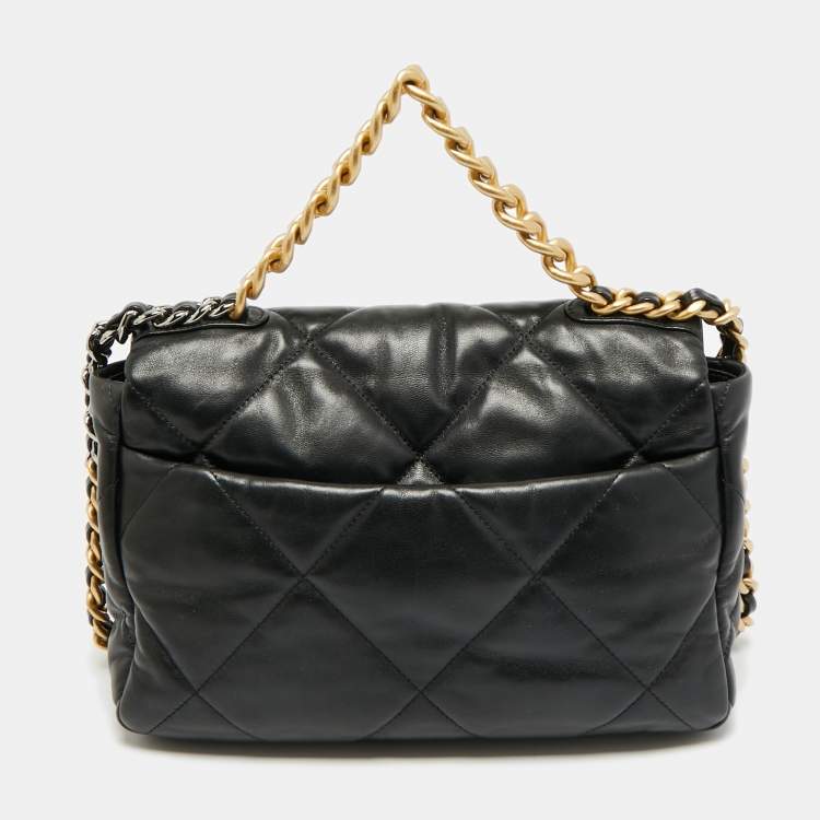 Pre Owned Chanel 19 Large Black Quilted Leather Flap Bag
