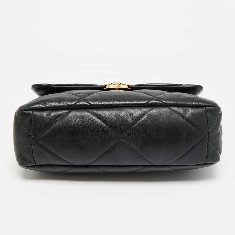 Pre Owned Chanel 19 Large Black Quilted Leather Flap Bag