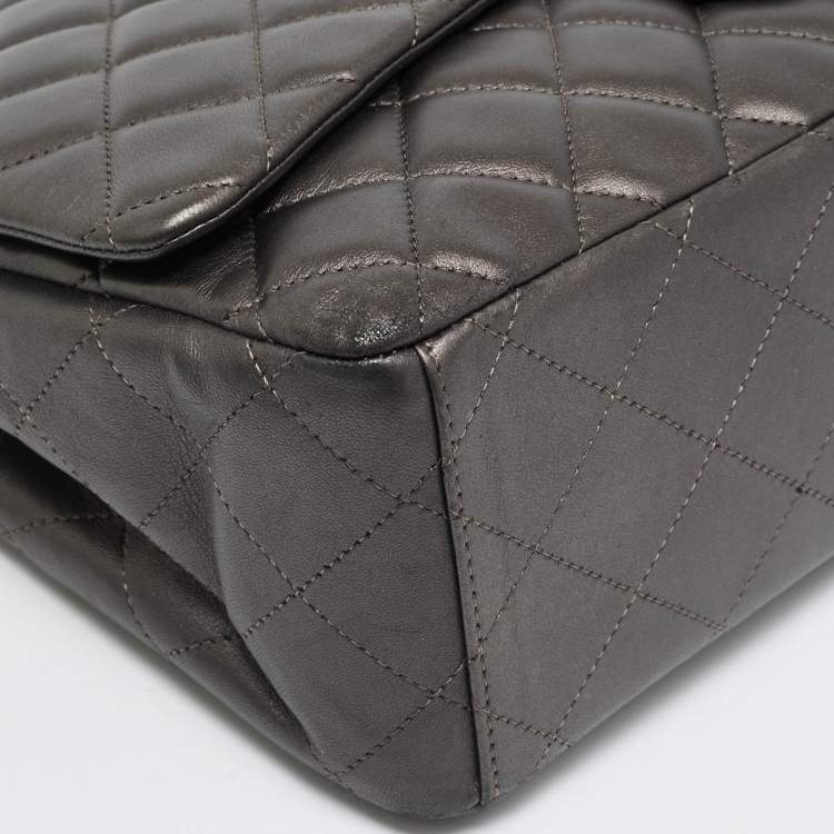 Pre Owned Chanel Classic Single Maxi Metallic Quilted Leather Flap Bag