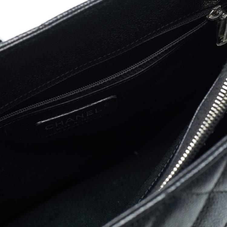 Pre Owned Chanel GST Black Quilted Caviar Leather Shopper Tote