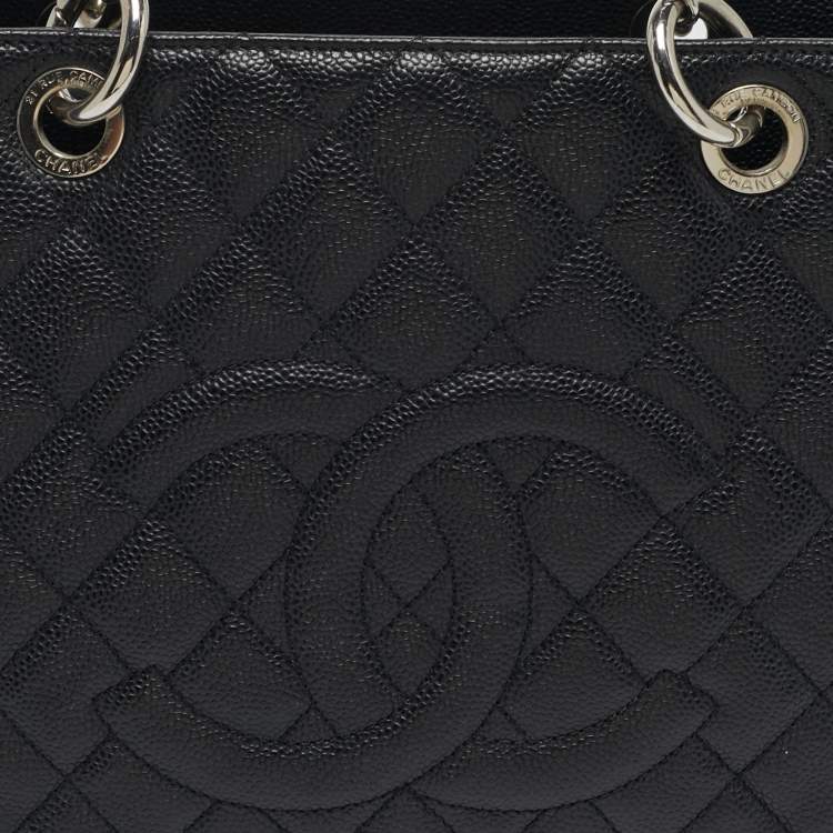 Pre Owned Chanel GST Black Quilted Caviar Leather Shopper Tote