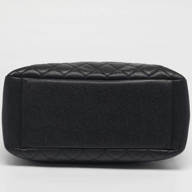 Pre Owned Chanel GST Black Quilted Caviar Leather Shopper Tote