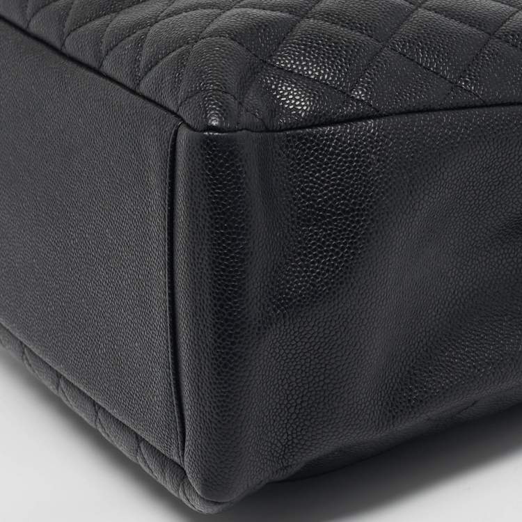 Pre Owned Chanel GST Black Quilted Caviar Leather Shopper Tote