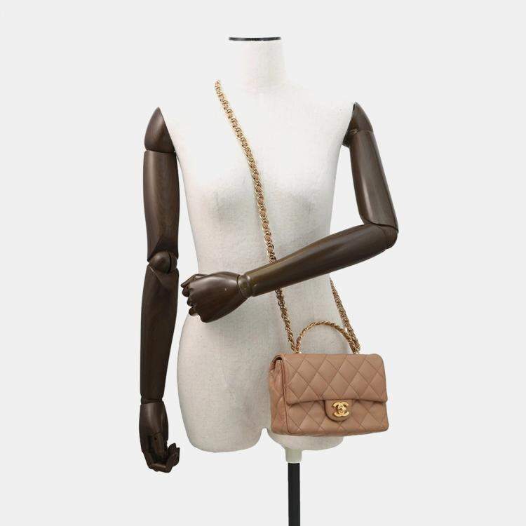 Pre Owned Chanel Matelasse Coco Mark Small Handbag In Shiny Lambskin