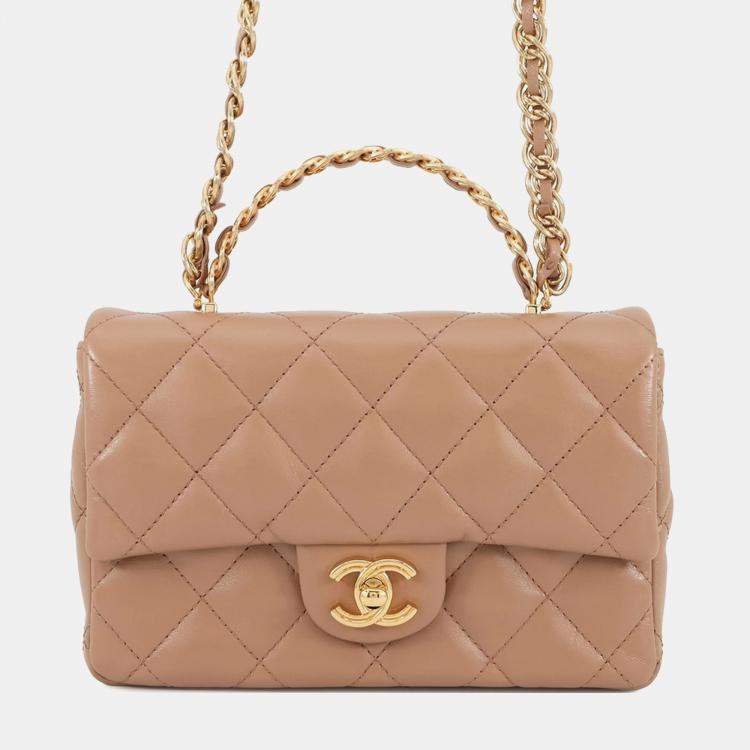 Pre Owned Chanel Matelasse Coco Mark Small Handbag In Shiny Lambskin