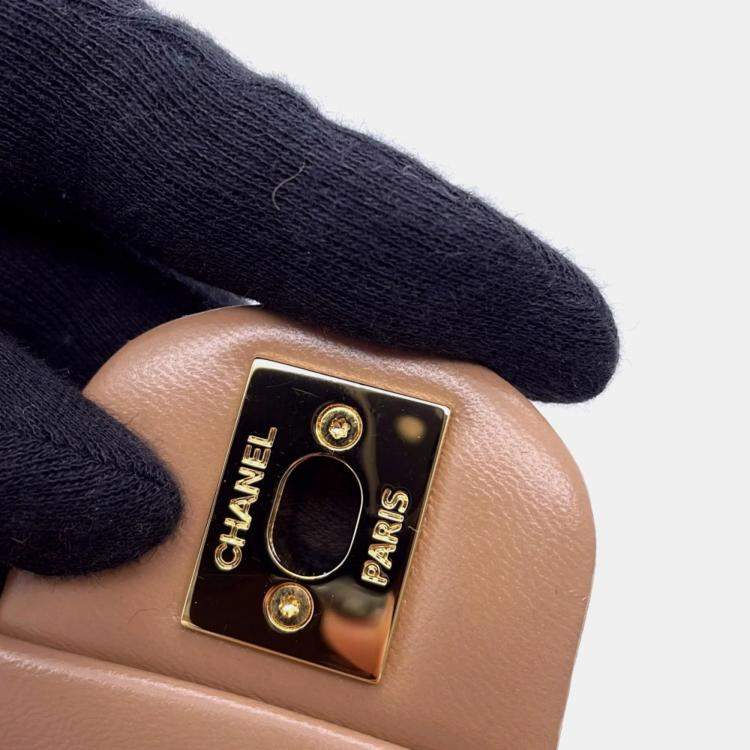 Pre Owned Chanel Matelasse Coco Mark Small Handbag In Shiny Lambskin