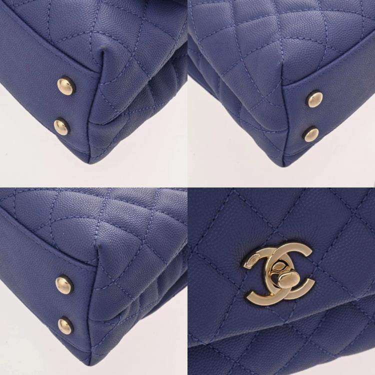 مملوكة مسبقًا Chanel Matelasse Top Handle Mini Flap Bag Xxs 2-Way Chain Shoulder Purple Caviar Skin Handbag