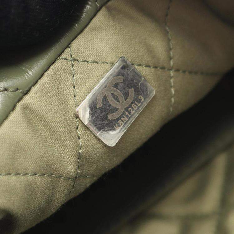 Pre Owned Chanel 22 Mini Shoulder Bag Leather Khaki