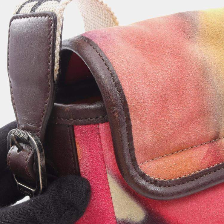 Pre Owned Chanel Coco Mark Multicolor Suede Shoulder Bag 