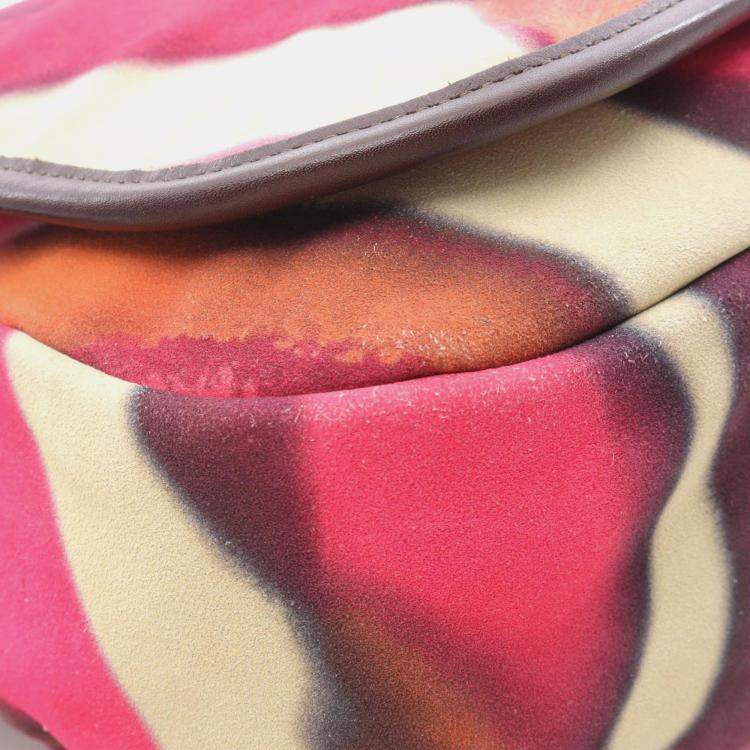 Pre Owned Chanel Coco Mark Multicolor Suede Shoulder Bag 