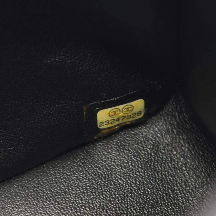 Pre Owned Chanel Cross Stitch Top Handle Shoulder Bag In Lambskin Leather Black