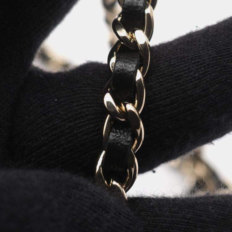 Pre Owned Chanel Matelasse Shoulder Bag Lambskin Leather Black And White