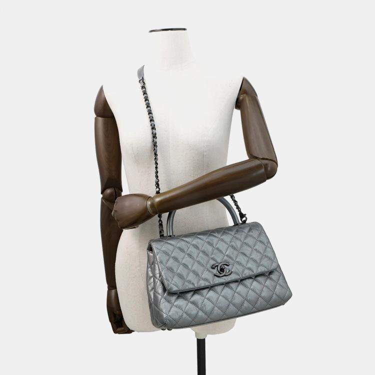 مملوكة مسبقًا Chanel Matelasse Handbag With Coco Mark And Handle In Calf Leather