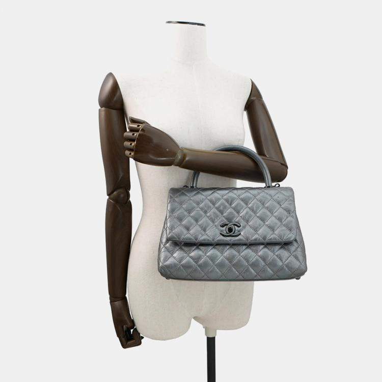 مملوكة مسبقًا Chanel Matelasse Handbag With Coco Mark And Handle In Calf Leather