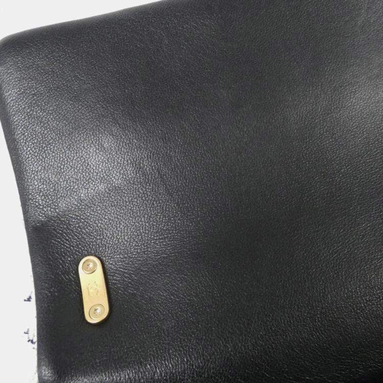 Pre Owned Chanel Black And  White Tweed Handbag