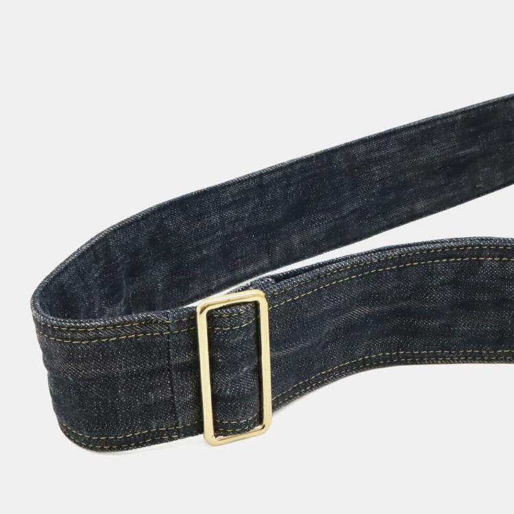 Pre Owned Chanel Sparkling Denim Coco Mark Shoulder Bag Indigo Blue