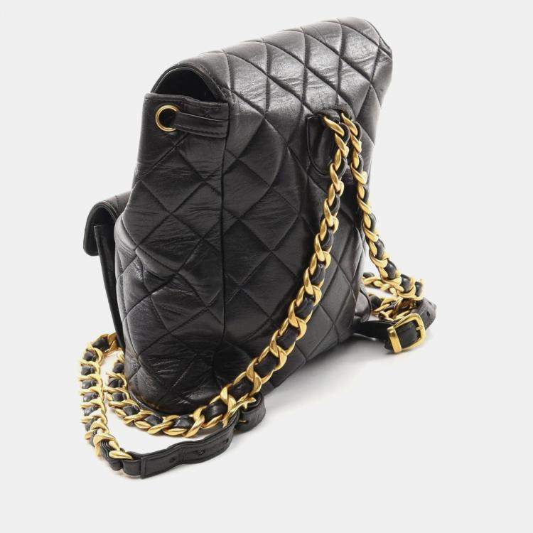 Pre Owned Chanel Matelasse Backpack Lambskin Sheepskin Black