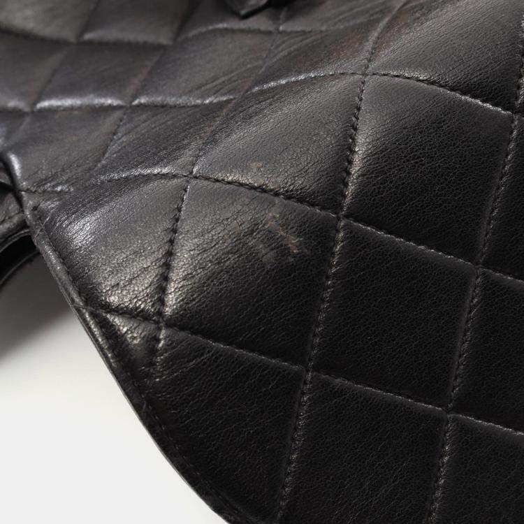 Pre Owned Chanel Matelasse Backpack Lambskin Sheepskin Black