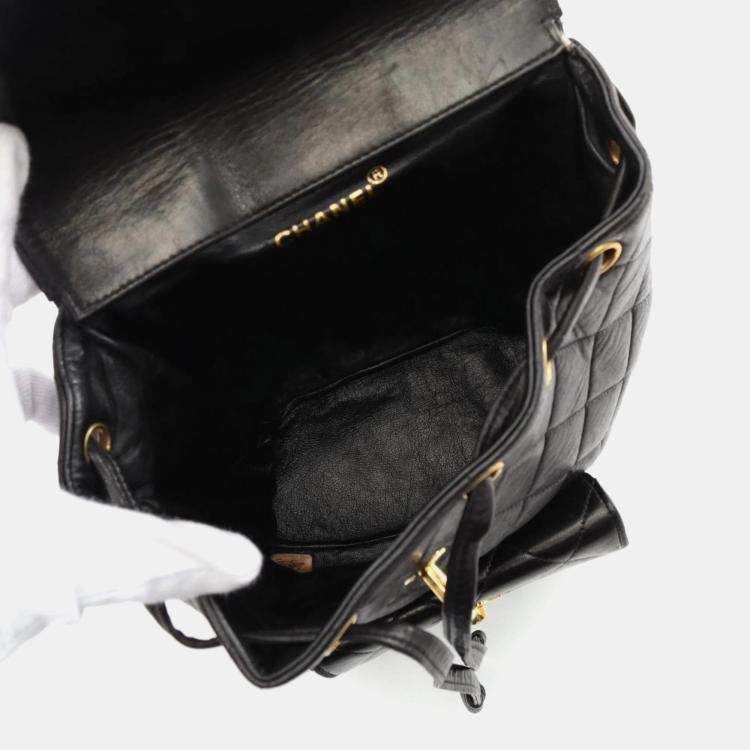 Pre Owned Chanel Matelasse Backpack Lambskin Sheepskin Black