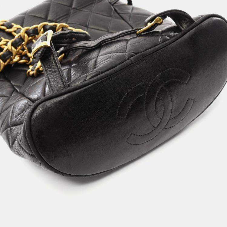 Pre Owned Chanel Matelasse Backpack Lambskin Sheepskin Black