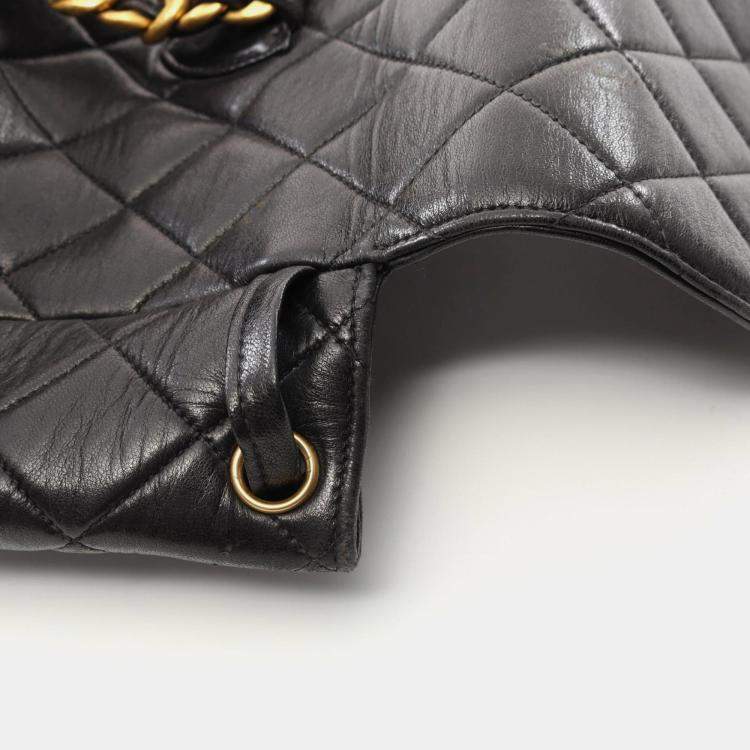 Pre Owned Chanel Matelasse Backpack Lambskin Sheepskin Black